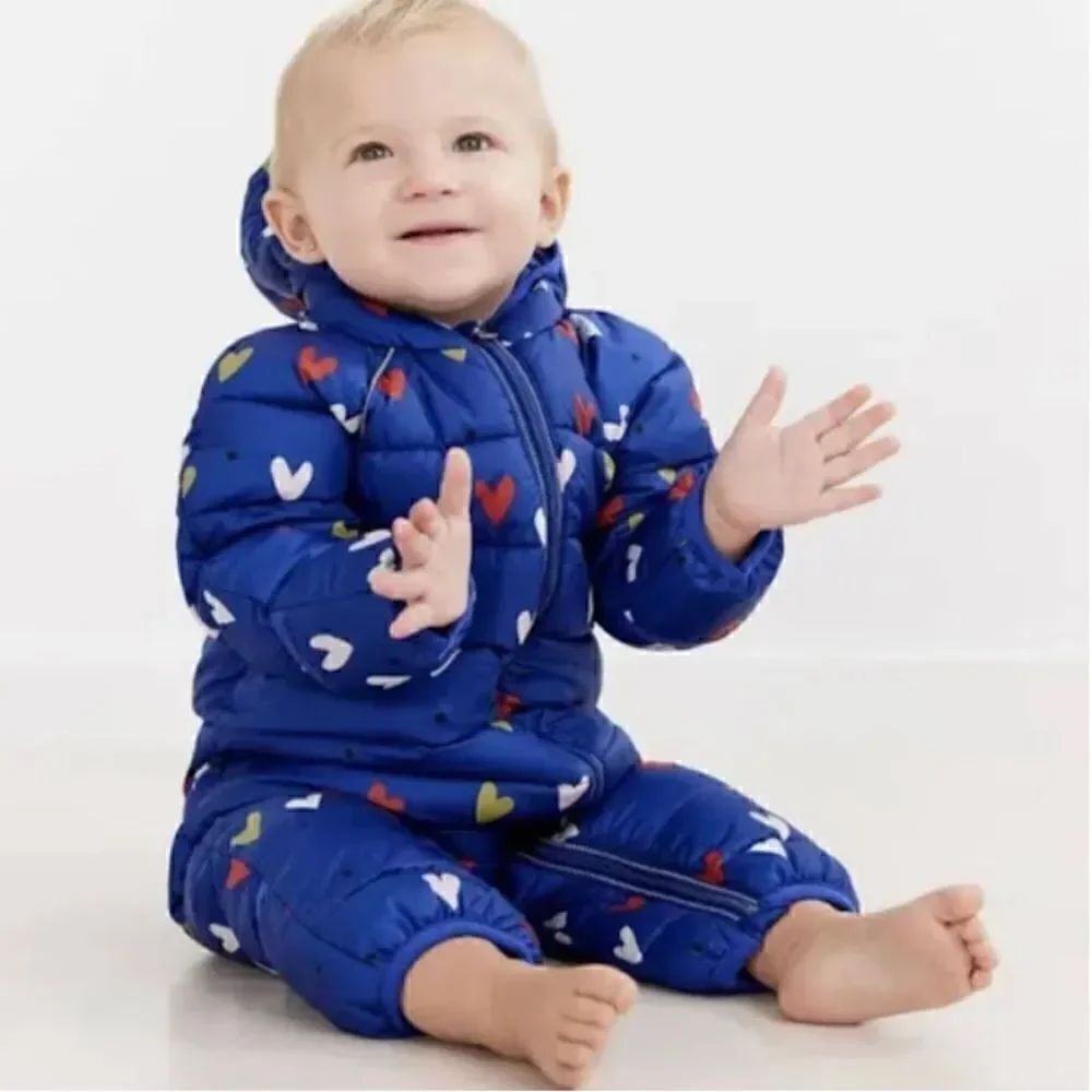 Hanna Andersson Snowsuit Blue with hearts Brand New in package